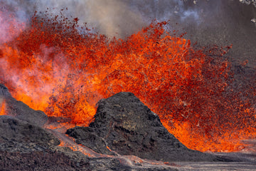 Kilauea lava fountain erupting around a volcanic cone during episode 29