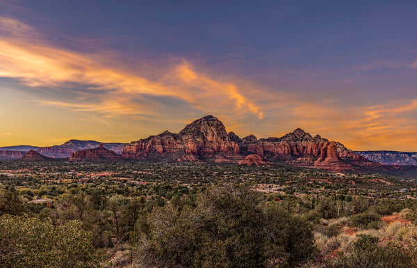 Sedona's red rock formations at sunset